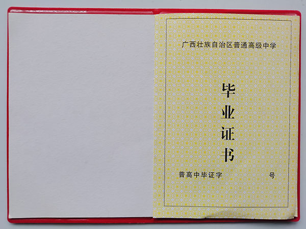 广西壮族自治区2019年高中毕业证样本（广西壮族自治区高中毕业证模板样本）